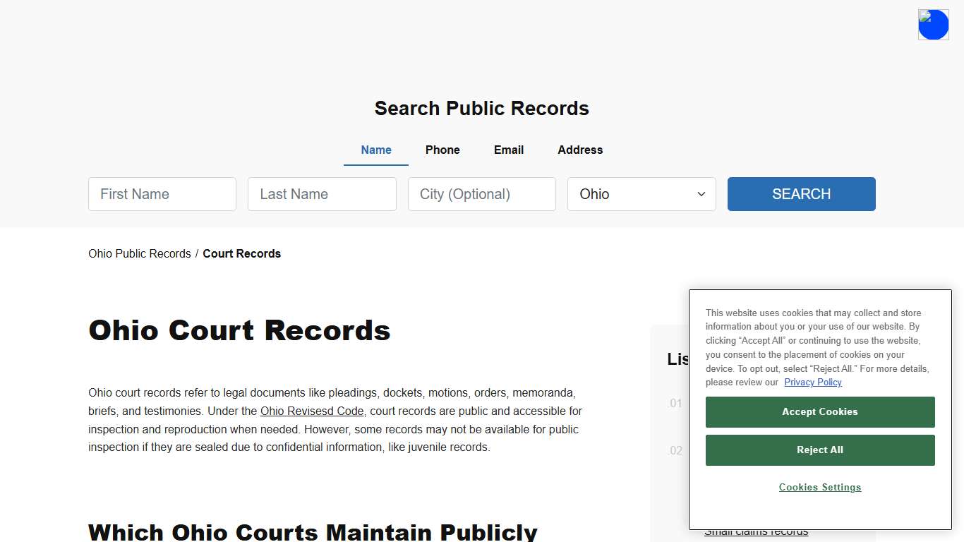 Ohio Court Records and Case Search