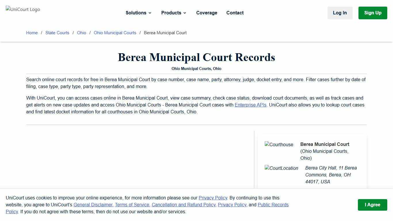 Berea Municipal Court Records Ohio UniCourt