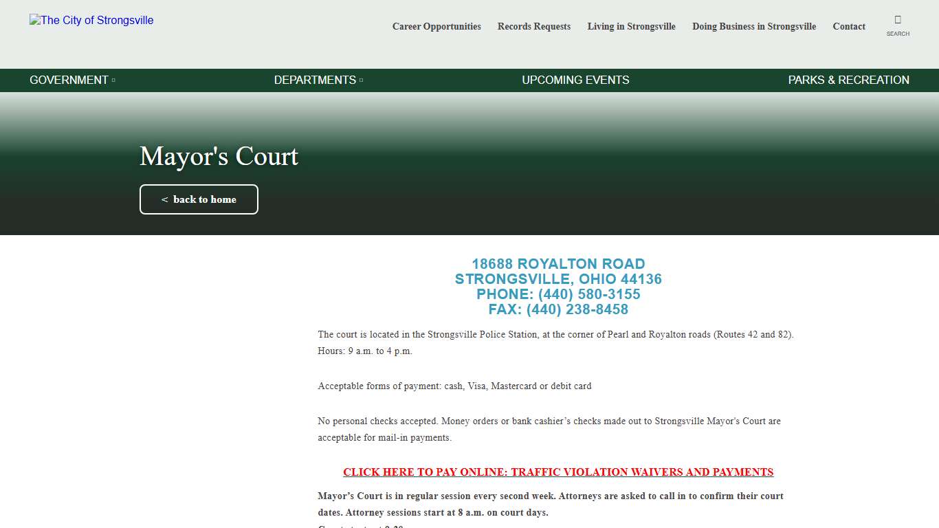 Mayor's Court City of Strongsville